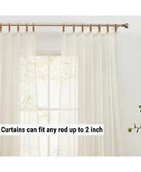 Hlc.me Lena Burlap Flax Linen Semi Sheer Privacy Sun Light Filtering Transparent Window Tab Top Thick Curtains Drapery Panels 2 Panels
