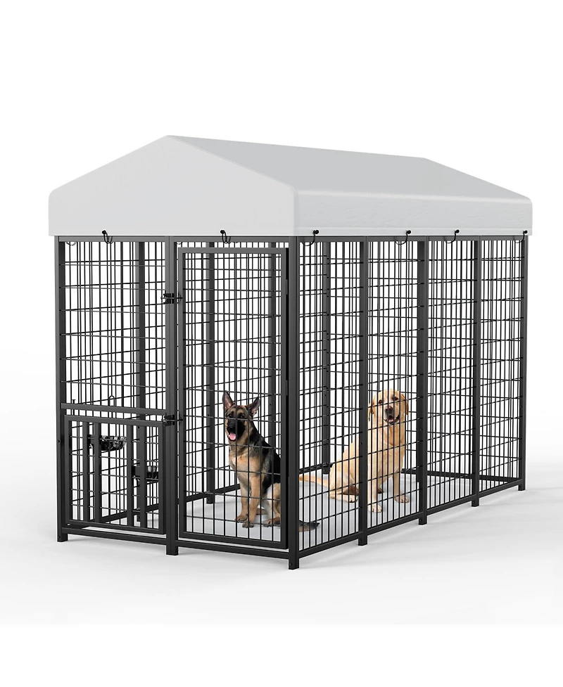 Lovmor Stainless Steel Dog Kennels,Panel Metal Yard Kennel