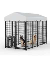 Lovmor Stainless Steel Dog Kennels,Panel Metal Yard Kennel