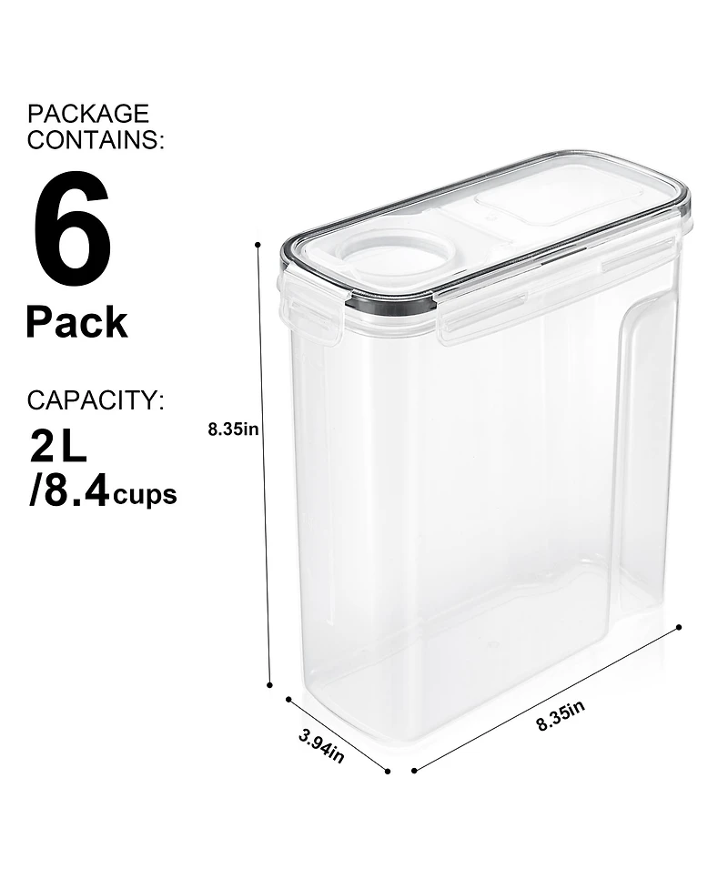 Sorbus Pack (2L/8.4 Cups) Airtight Food Storage Dispensers for Beans, Pasta, Cereals