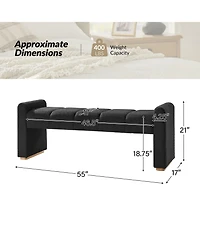 Hulala Home Jorge Modern Bench with Sturdy Rubber Wood Legs