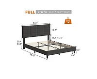 gaomon Full Bed Frame, Linen Upholstered Platform Full Bed Frame with Height Adjustable Headboard, Metal Frame Full Bed Frame with Strong Wood Slats a