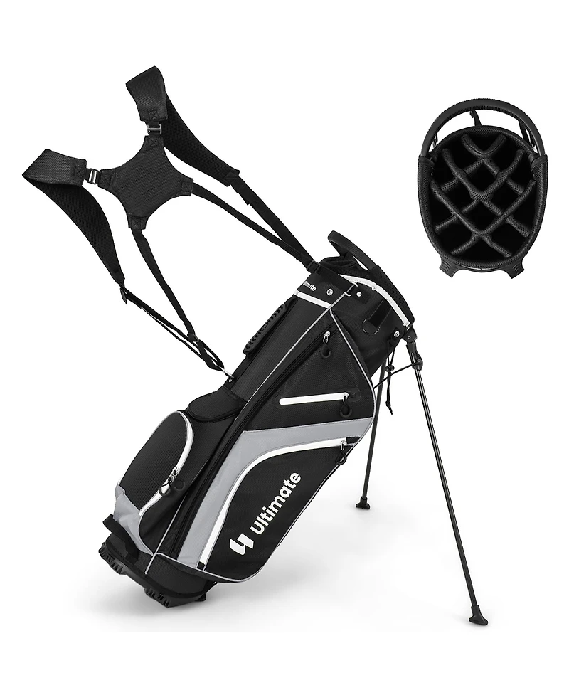 Gymax Golf Stand Bag Golf Club Bag w/ 14 Way Top Dividers & 6 Pockets & Carrying Handles