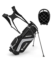 Gymax Golf Stand Bag Golf Club Bag w/ 14 Way Top Dividers & 6 Pockets & Carrying Handles