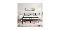 Slickblue Traditional Powder Coated Slatted Platform Bed - Durable and Stylish Bed Frame