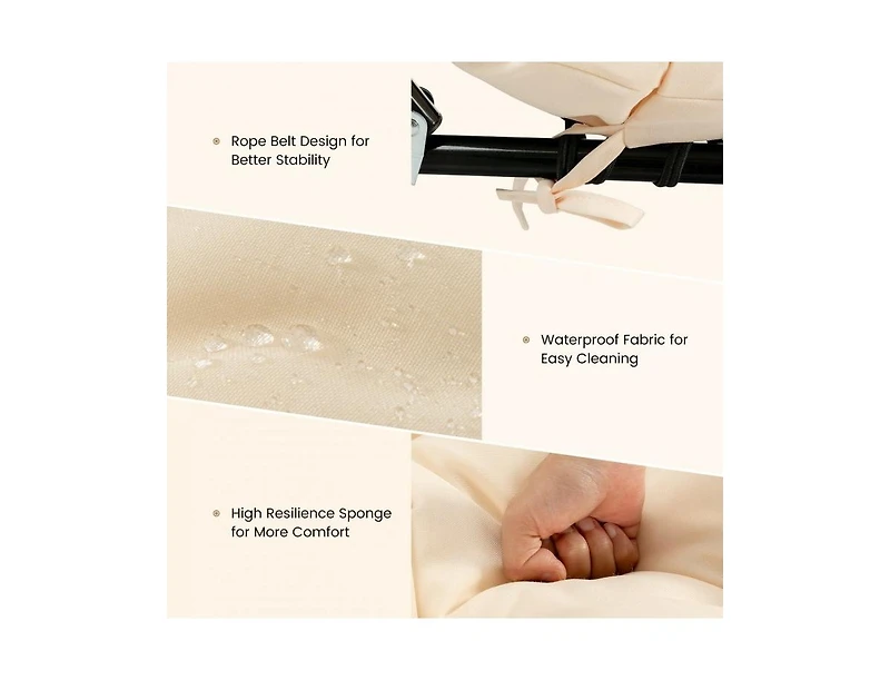 Gouun Outdoor Lounge Chaise Cushion with String Ties for Garden Poolside