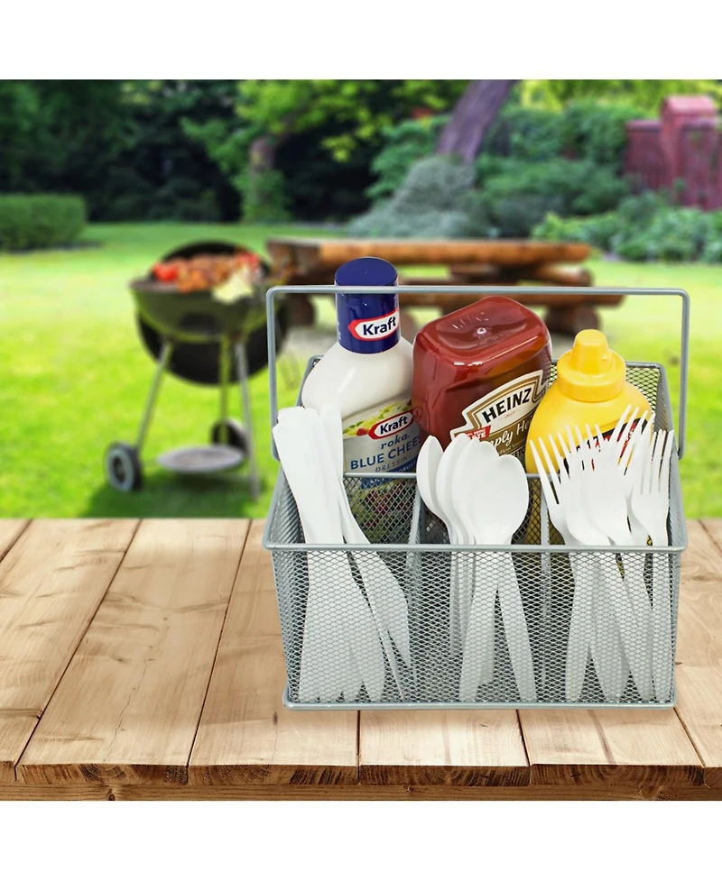 Sorbus Mesh Utensil Caddy - Organize & Serve in Style! Perfect for Kitchen, Parties, and More. Multi-purpose with Compartments & Sturdy Handle