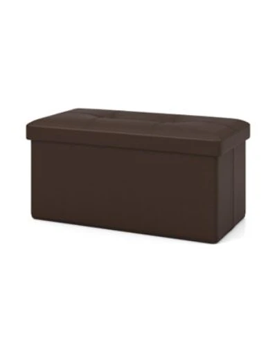 Gouun Upholstered Rectangle Footstool with Pvc Leather Surface Storage Function