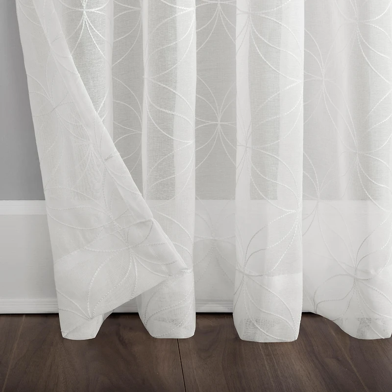 Tamaryn Embroidered Trellis Sheer Rod Pocket Curtain Panel