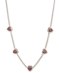 Givenchy Gold-Tone Red Cubic Zirconia Heart Statement Necklace, 16" + 3" extender