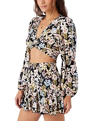 O'Neill Juniors' Livvie Printed Long-Sleeve Crop Top