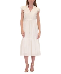 julia jordan Women's Flutter-Sleeve Tie-Waist Midi Dress