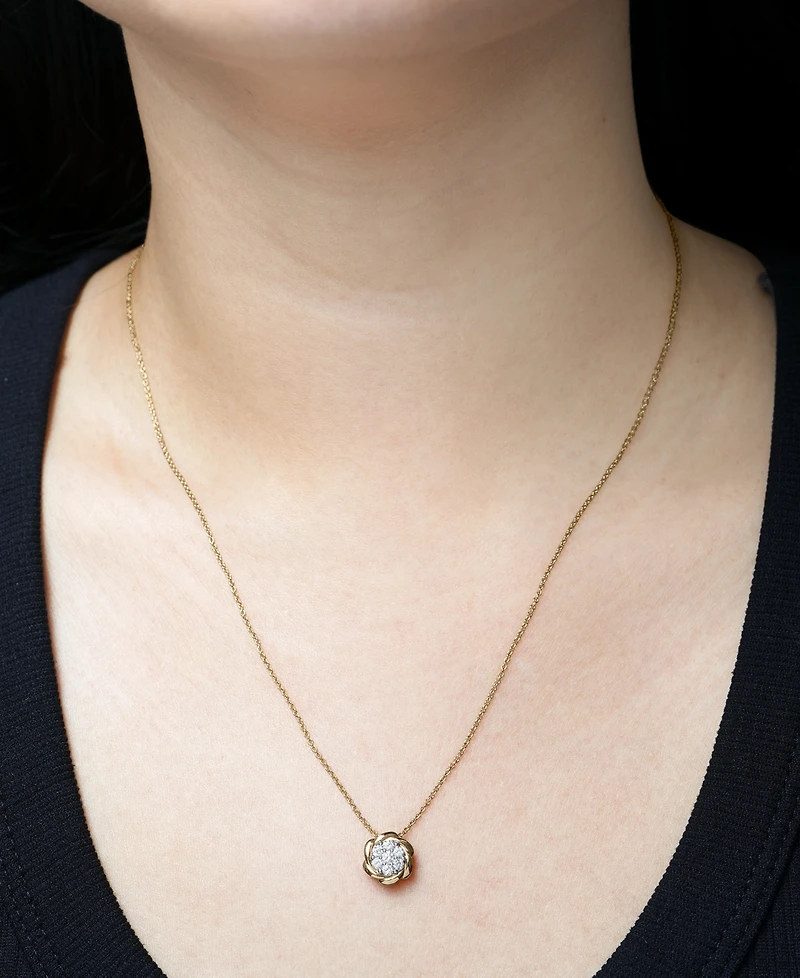 2-Pc. Set Diamond Floral Pendant Necklace & Earrings (1/2 ct. t.w.) in 14k Gold-Plated Sterling Silver, Exclusively at Macy's