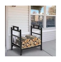 Slickblue Firewood Log Rack with Deer Pattern for Outdoor Storage and Rustic Decor