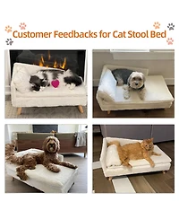 Bingopaw L Shape Dog Sofa Bed Rubber Wood Legs with Cushion Mat Pillow Cat Chaise Stool