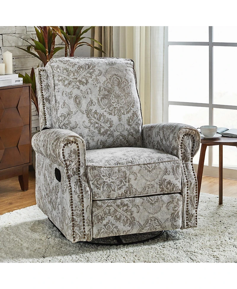 Evelia Floral Swivel Rocker Manual Recliner