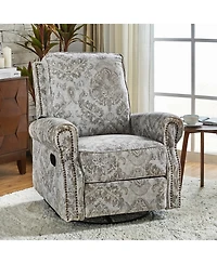 Evelia Floral Swivel Rocker Manual Recliner