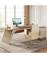 Tribesigns L-Shaped Executive Office Desk, 78.74" Large Computer Desk with Drawer and Lateral File Cabinet, Home Business Workstation Set