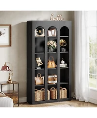 Tribesigns 5-Tier Farmhouse Tall Bookshelf, 70.87-Inch Rustic Wood Bookcase with Open Shelves, Large Mid Century Modern Book Shelf
