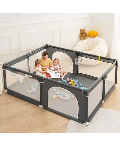 Comomy Baby Playpen, 79x79'' Extra Large Baby Playard, Kids Activity Center with Anti-Slip Base, Safety Play Yard for Infants Toddlers