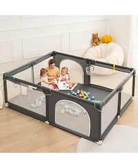 Comomy Baby Playpen, 79x79'' Extra Large Baby Playard, Kids Activity Center with Anti-Slip Base, Safety Play Yard for Infants Toddlers