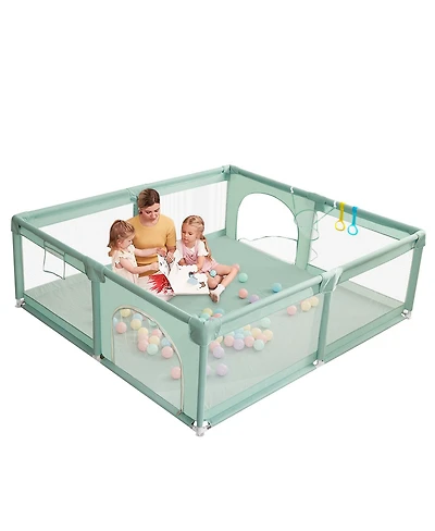 Comomy Baby Playpen, 71x79'' Extra Large Baby Playard, Kids Activity Center with Anti-Slip Base, Safety Play Yard for Infants Toddlers