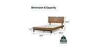 Modern Solid Wood Platform Bed – Adjustable Headboard and Sturdy Slat Support, No Box Spring Required