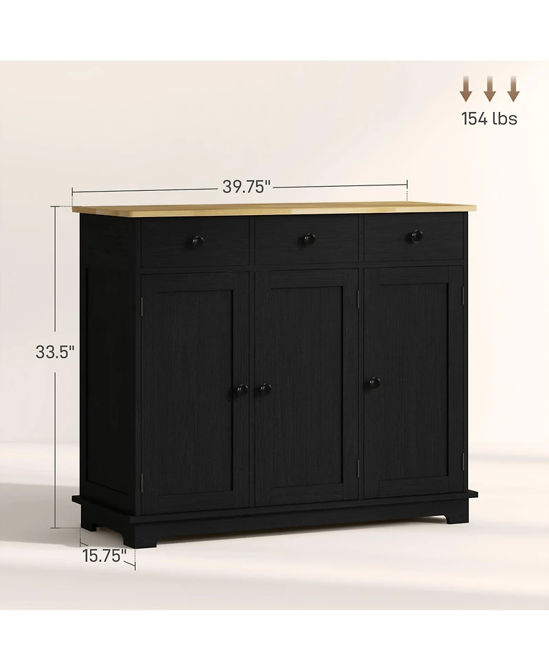 Homcom Buffet Cabinet, Bar Cabinet with 3 Drawers,