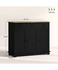 Homcom Buffet Cabinet, Bar Cabinet with 3 Drawers,
