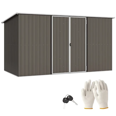 Outsunny 11.2' x 5.6' Metal Outdoor Storage Shed w/ Lock, Colde