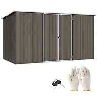 Outsunny 11.2' x 5.6' Metal Outdoor Storage Shed w/ Lock, Colde