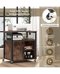 Gouun File Cabinet on Wheels with Charging Station and Cable Management Hole