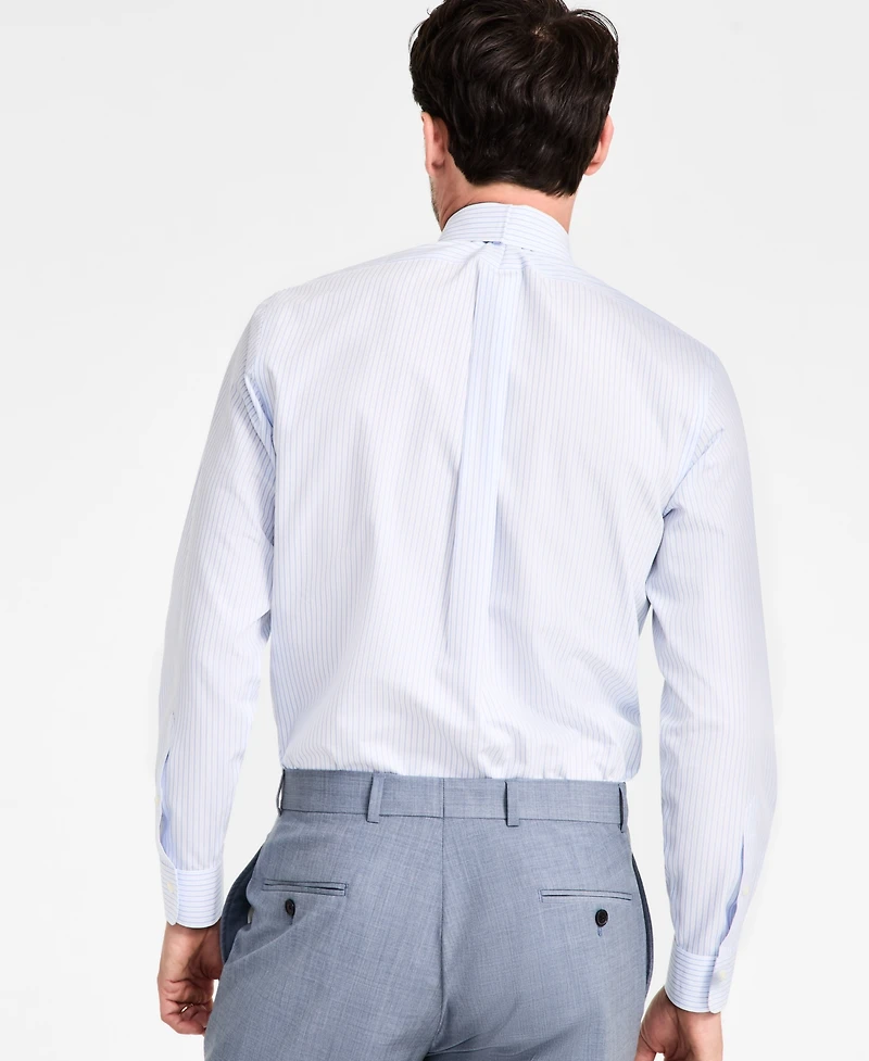 Men's Regular-Fit Non-Iron Spread Collar Stripe Broadcloth Dress Shirt