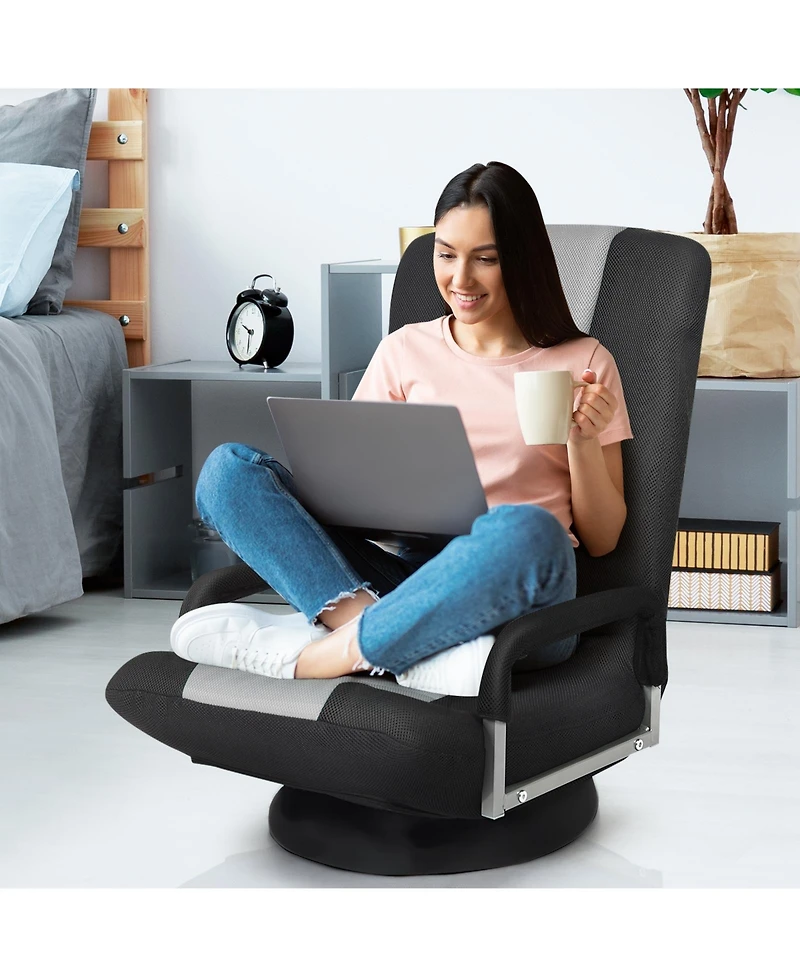 Gouun 360-Degree Swivel Gaming Floor Chair with Foldable Adjustable Backrest