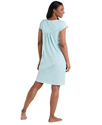 Miss Elaine Women's Short-Sleeve Printed Short Gown