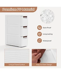 Gouun 3-Drawer Rolling Organizer Unit Narrow Storage Cabinet with Built-In Wheels for Small Space