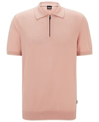 Boss by Hugo Boss Men's Linen-Blend Zip-Neck Knit Polo