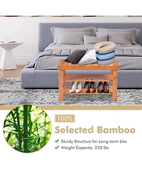 Gouun 3 Tier Bamboo Bench Storage Shoe Shelf