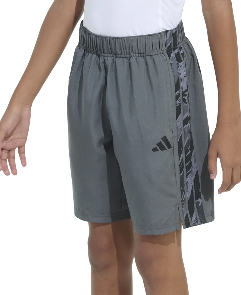adidas Big Boys Elastic-Waistband Woven Camo Printed 3-Stripes Shorts