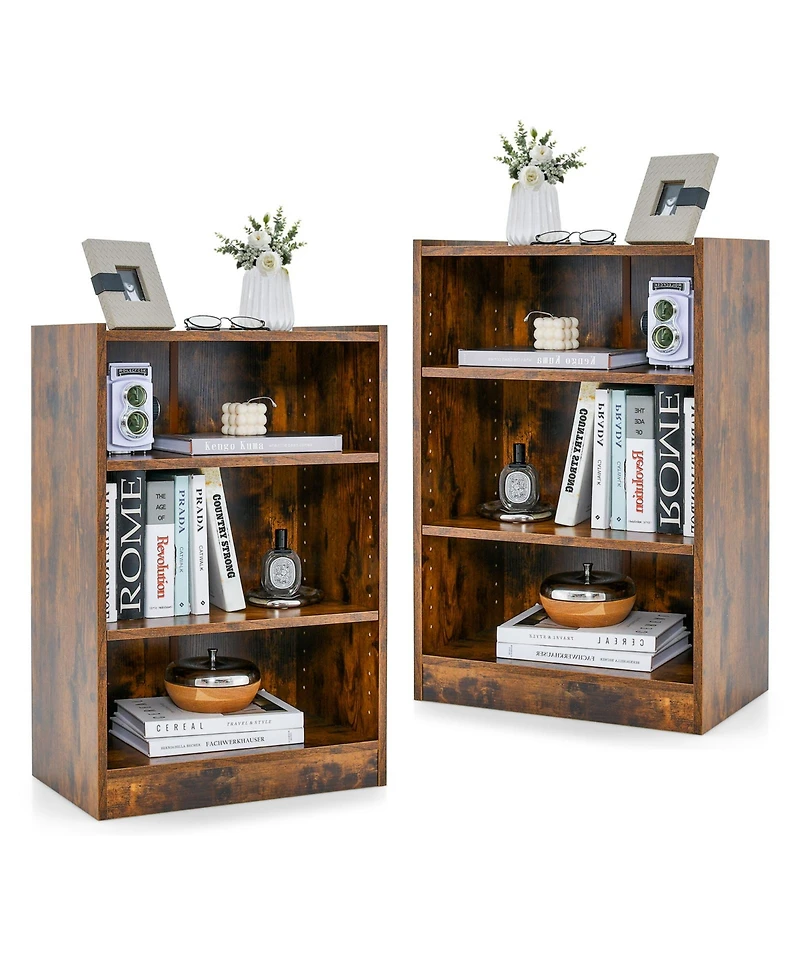 Gouun 3-Tier Bookcase Open Display Rack Cabinet with Adjustable Shelves