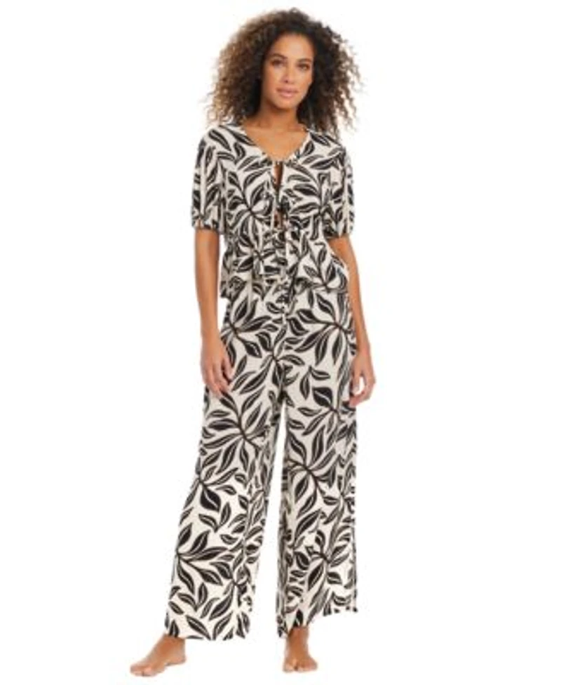 Bar Iii Womens Resort Daze Cover Up Tie Front Top Drawstring Pants Exclusively At Macys