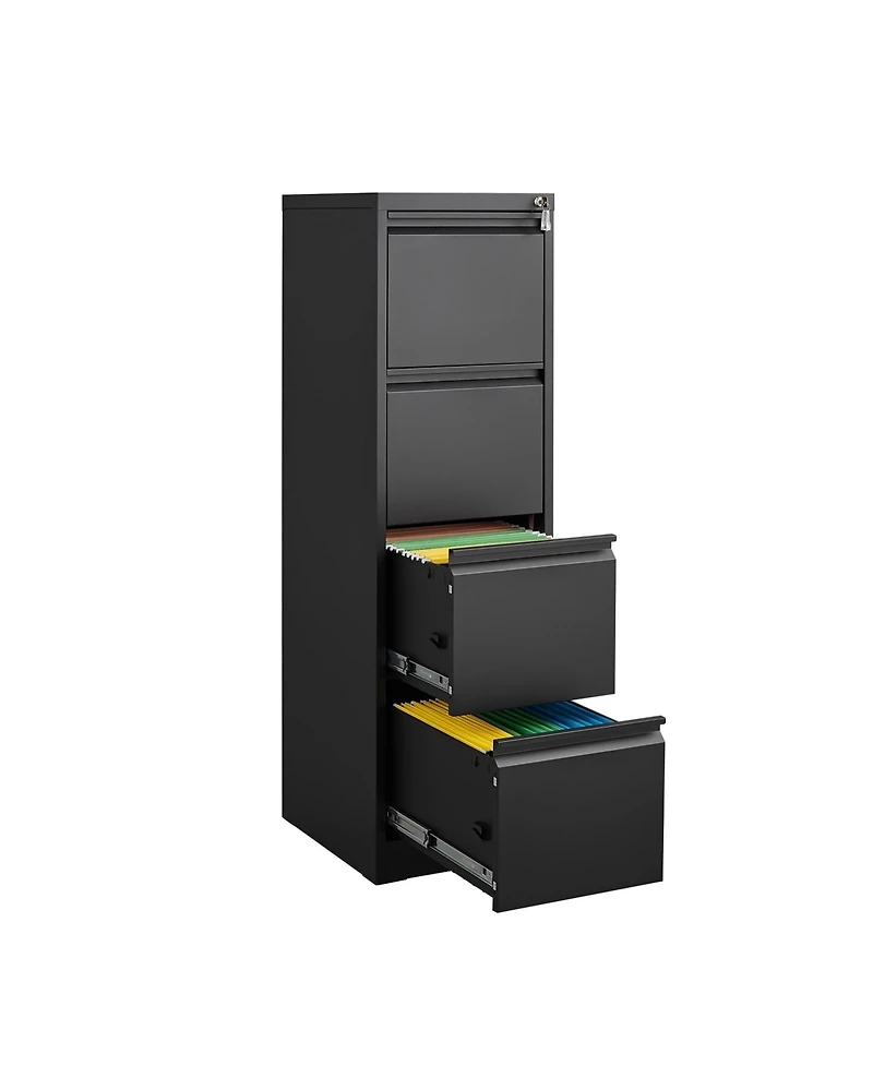 Boyel Living 4 Drawer File Cabinet with Lock Metal Vertical Storage Office Home Steel for A4 Legal/Letter Narr