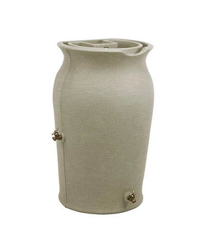 Slickblue 50-Gallon Plastic Urn Rain Barrel with Planter Top for Garden Watering and Conservation