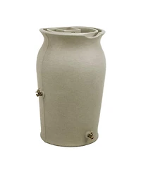 Slickblue 50-Gallon Plastic Urn Rain Barrel with Planter Top for Garden Watering and Conservation