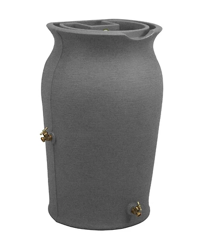 Slickblue 50-Gallon Plastic Urn Rain Barrel with Planter Top for Garden Watering and Conservation