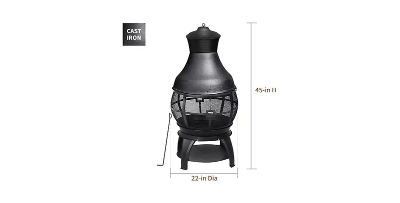 Slickblue 45-inch Cast Iron and Steel Outdoor Fire Pit Chimenea