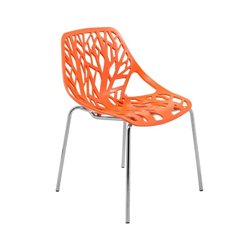 LeisureMod Modern Asbury Dining Chair w/ Chromed Legs