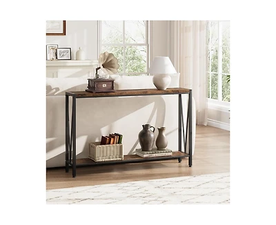 Console Table,2-Tier Entryway Table Featuring Ample Storage, Narrow Sofa Table with a V Design, Measuring 43" – Ideal for Your Entryway, L