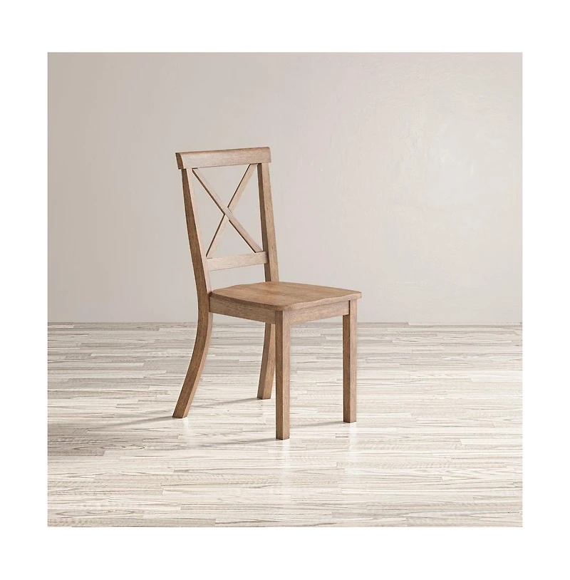 Jofran Eastern Tides Coastal Wire-Brushed Wood X-Back Acacia Dining Chair (Set of 2