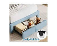 gaomon Twin Bed Frame with Drawer, Velvet Upholstered Platform Bed Frame with Storage Headboard, No Box Spring Needed, Easy Assembly, Noise-Free